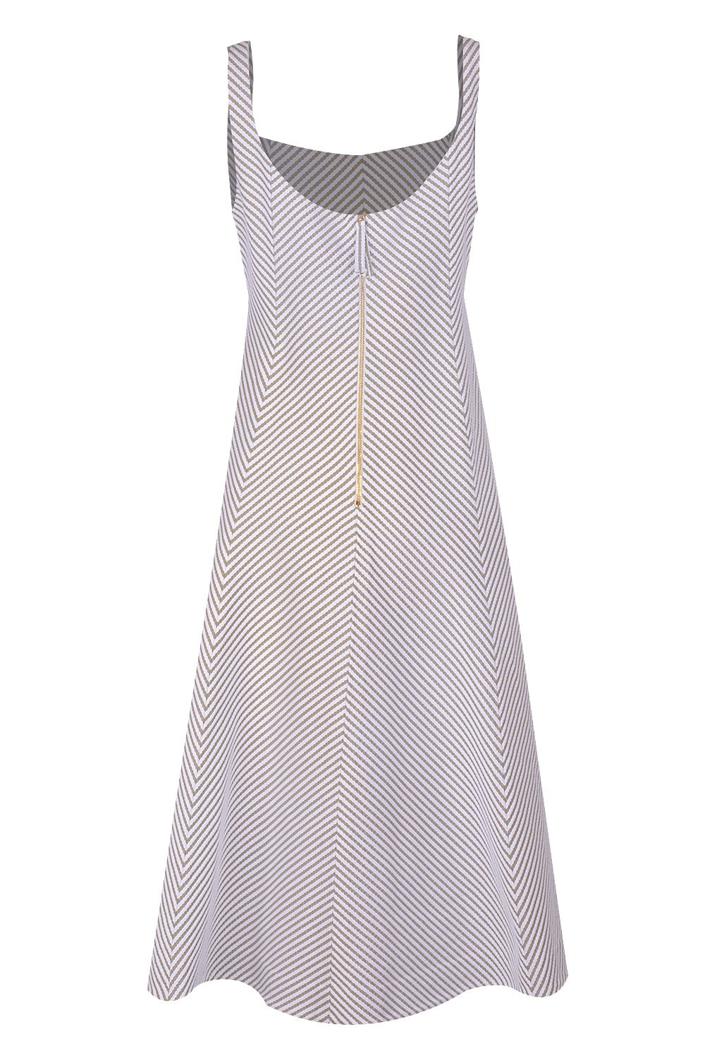 CAROLINA HERRERA-Stripe Midi Dress-OLIVE