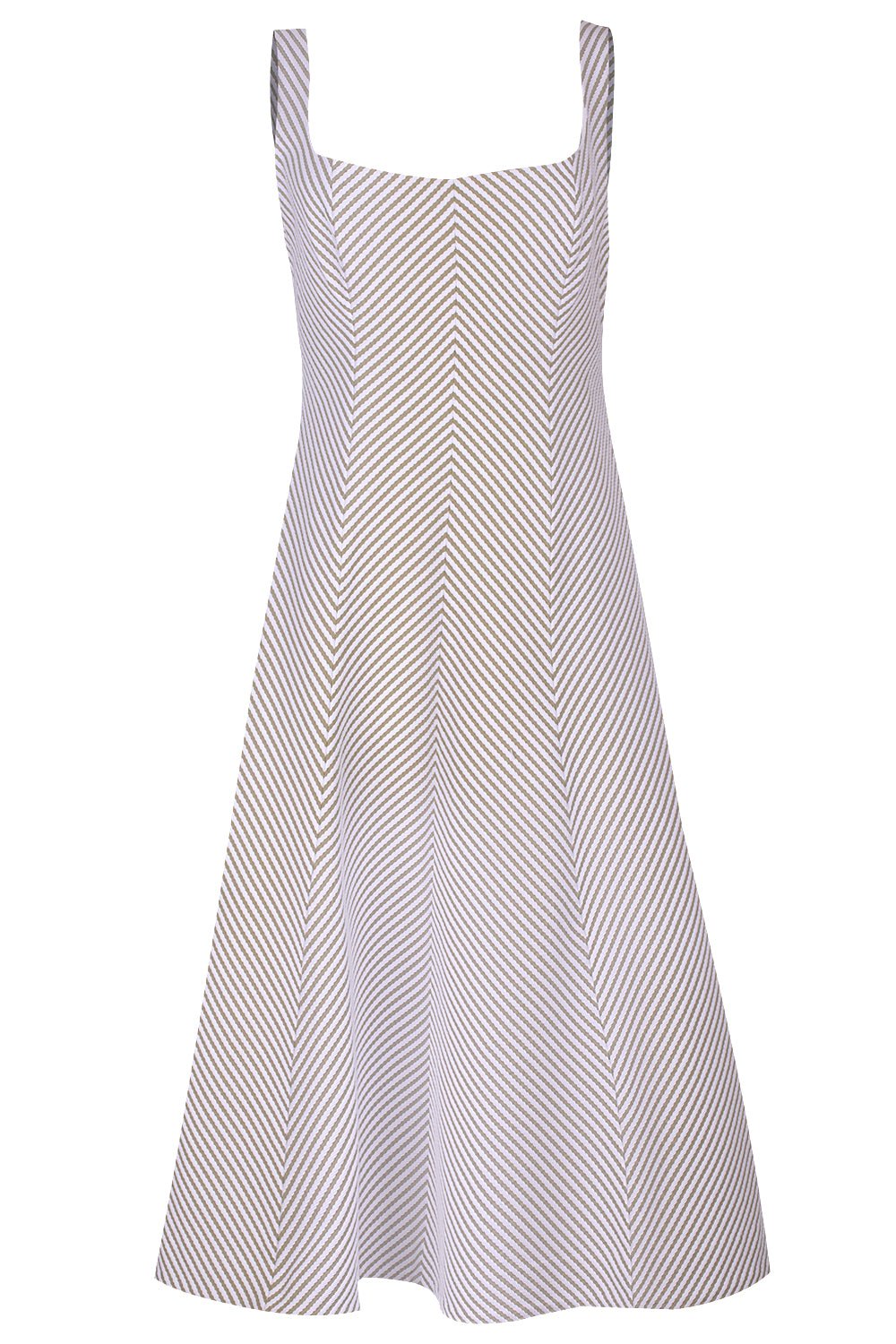 CAROLINA HERRERA-Stripe Midi Dress-OLIVE