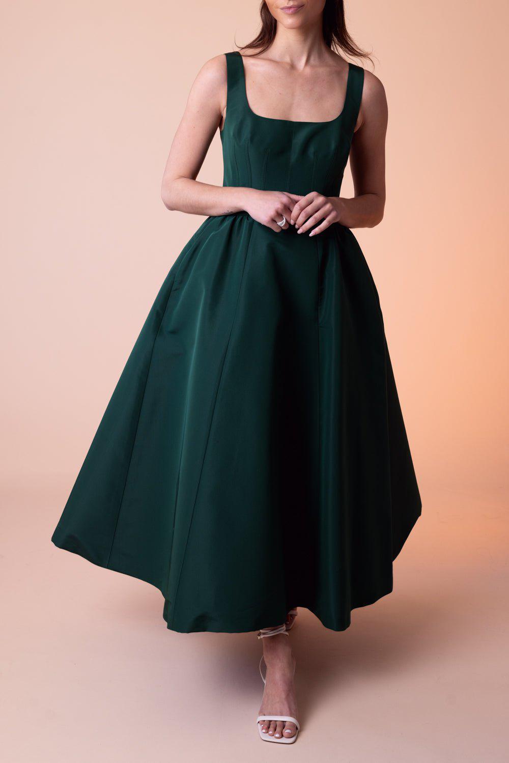 CAROLINA HERRERA-Sleeveless Scoop Neck Dress-RACNGGRN