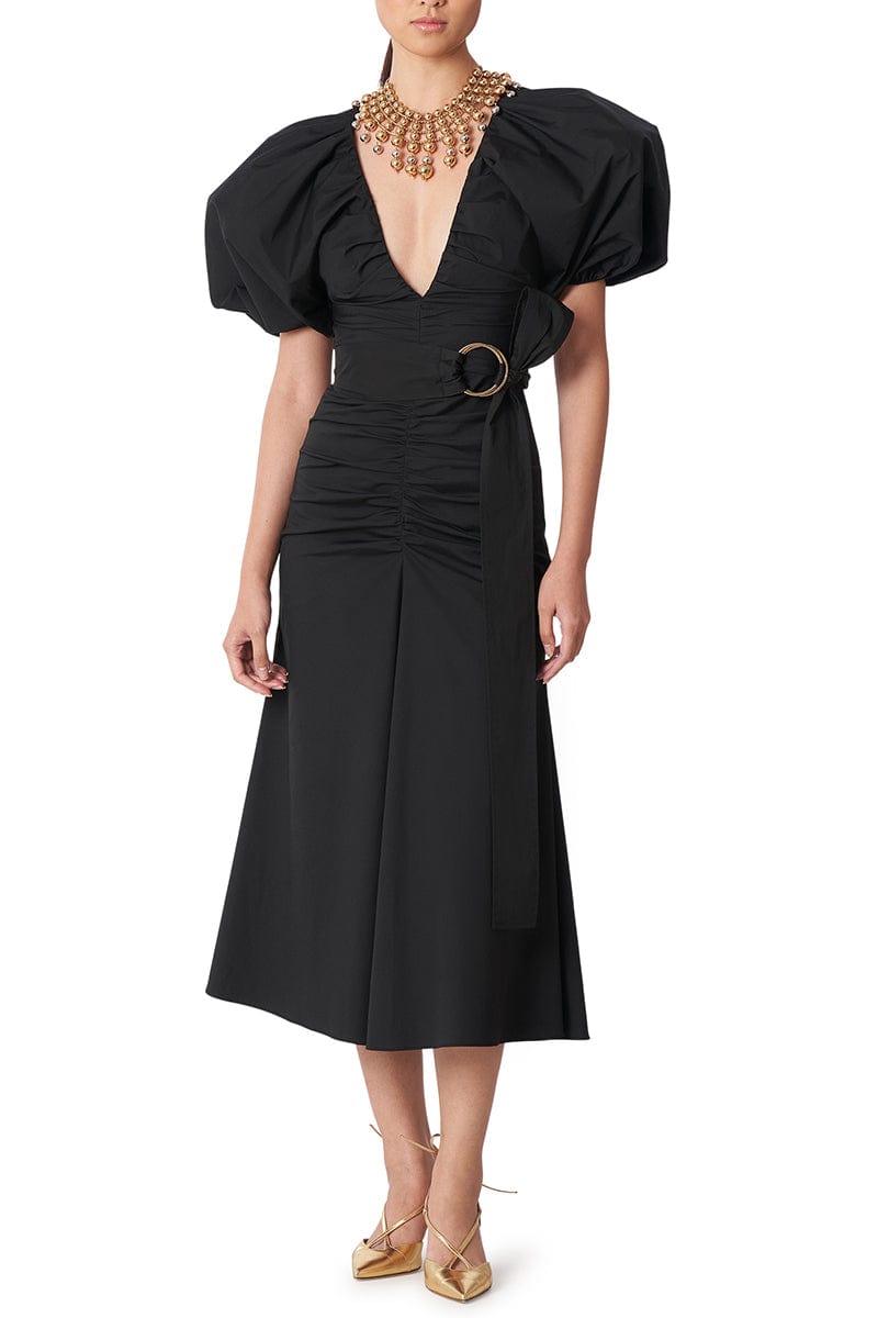 CAROLINA HERRERA-Ruched Front Seam Dress With Belt-