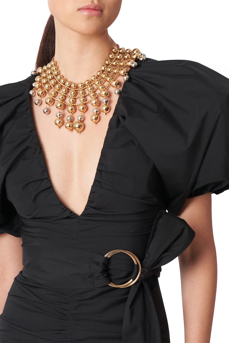 CAROLINA HERRERA-Ruched Front Seam Dress With Belt-
