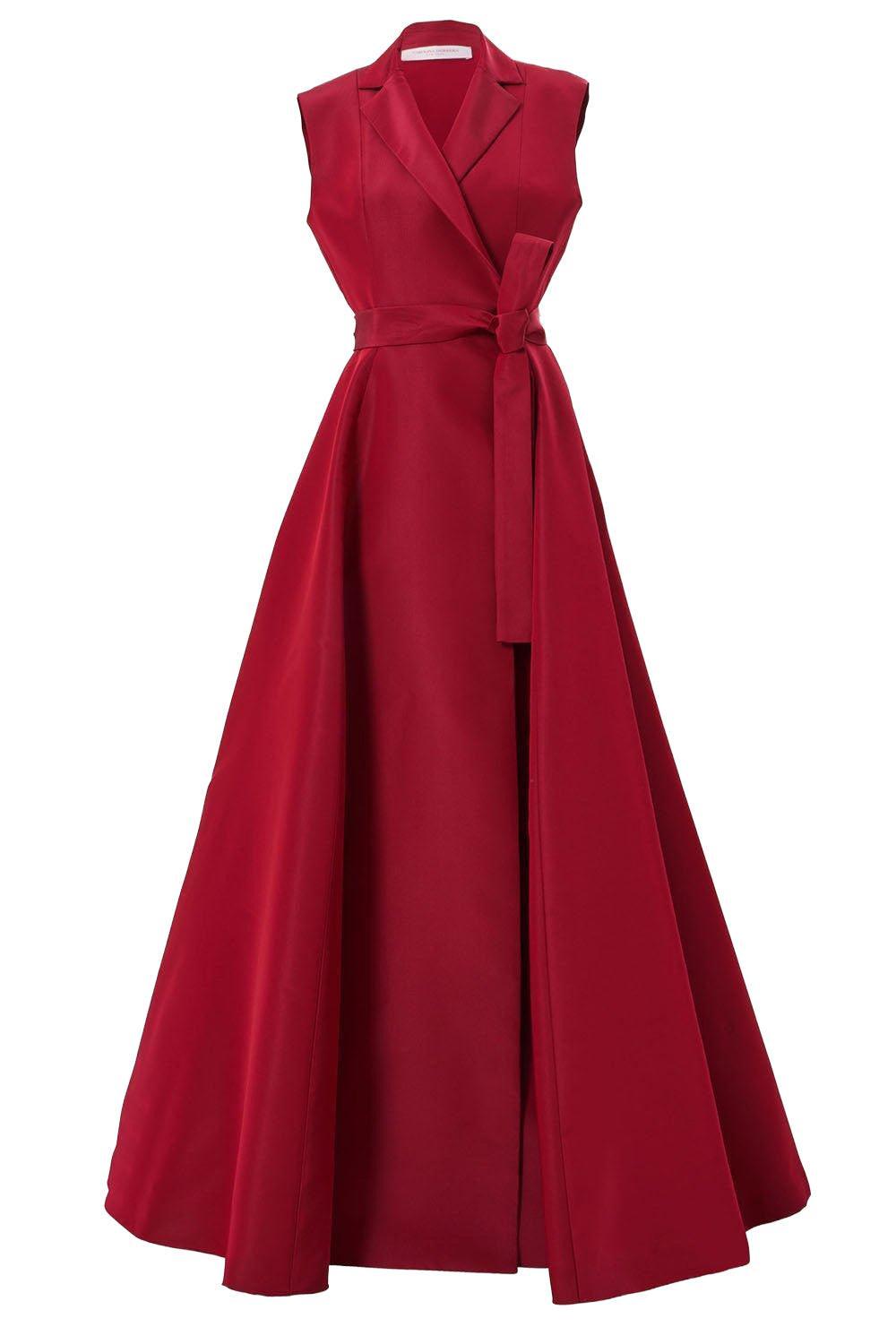 Sleeveless Trench Gown - Currant-CURRANT-4-CLOTHINGDRESSGOWN-CAROLINA HERRERA