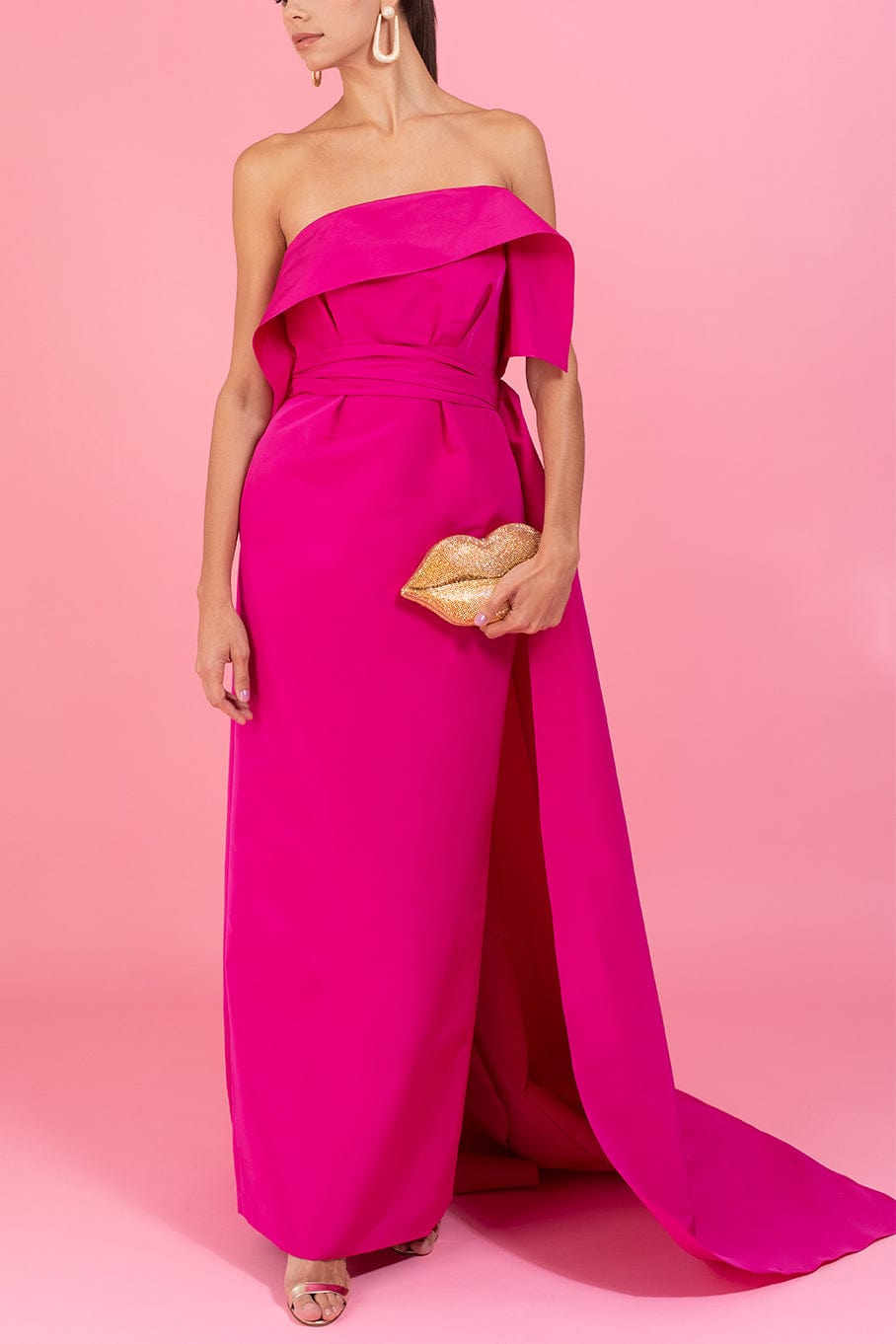 fan pleated dress Pleated Fan Effect One Sleeve Long Mermaid Gown