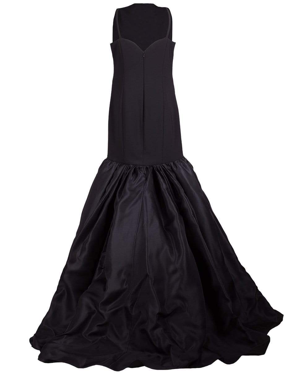 CAROLINA HERRERA-Curved Neckline Button Down Gown-BLACK