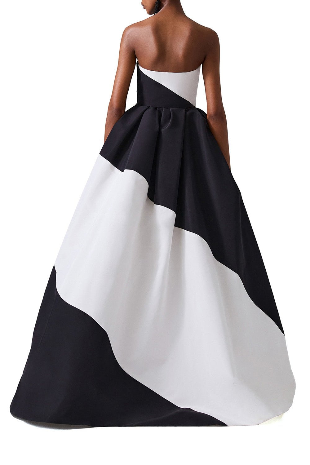 CAROLINA HERRERA-Strapless Colorblock Ball Gown-BLK/WHT