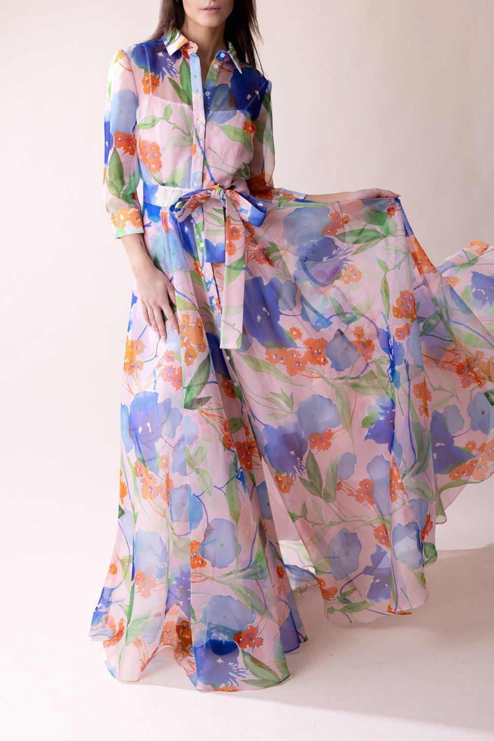 CAROLINA HERRERA-Floral Shirt Gown-