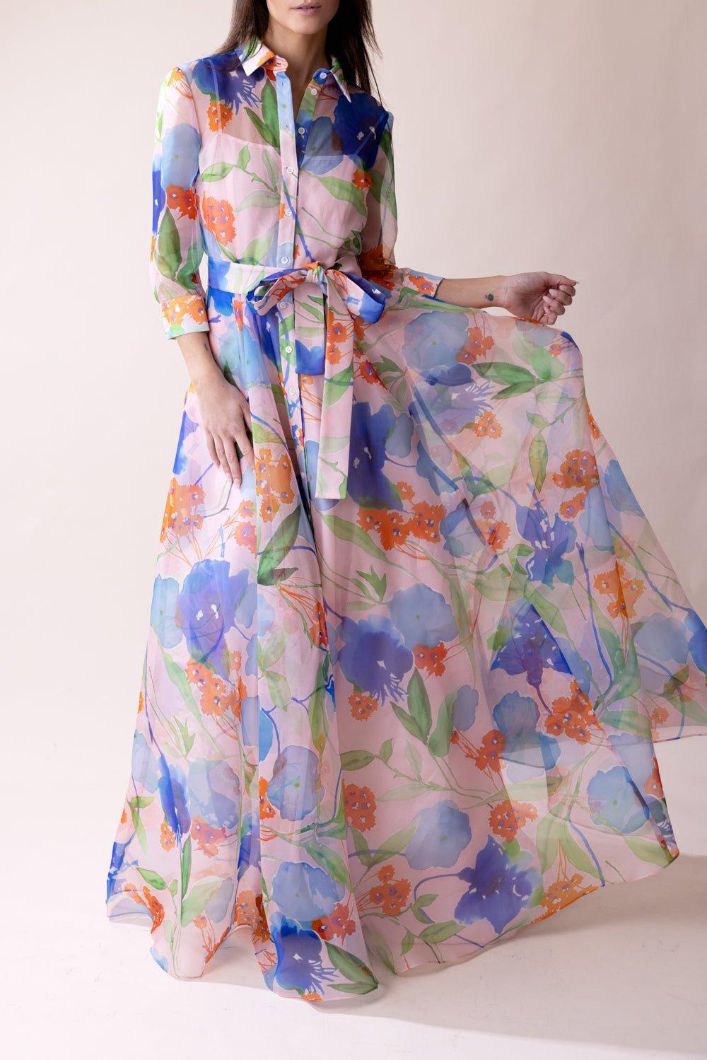 CAROLINA HERRERA-Floral Shirt Gown-