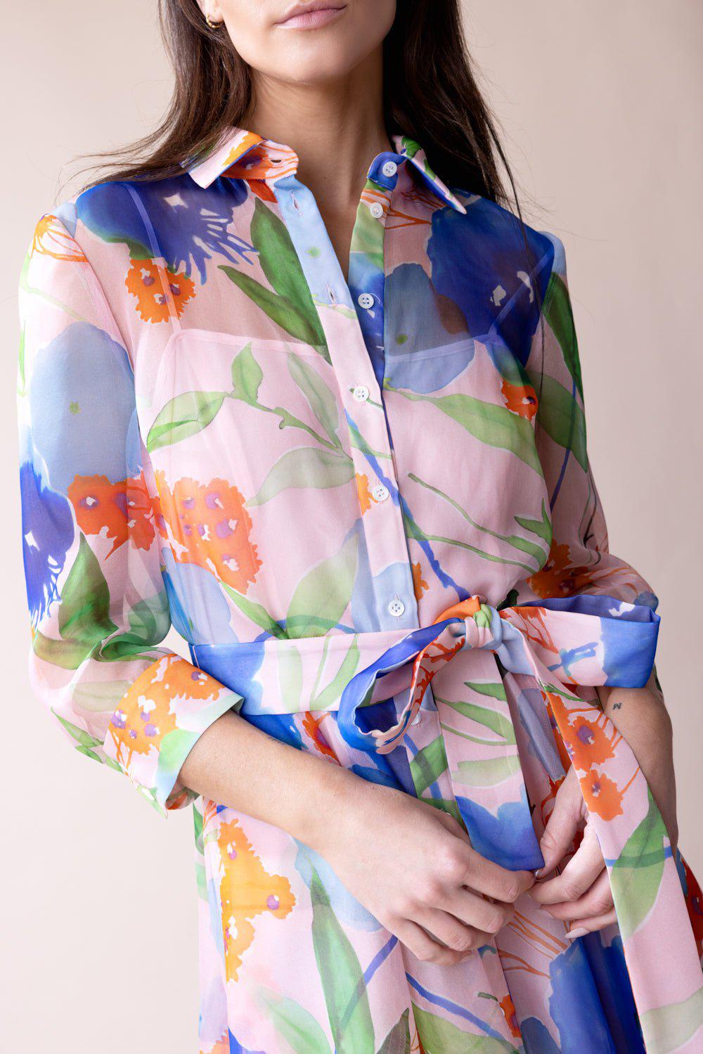 CAROLINA HERRERA-Floral Shirt Gown-