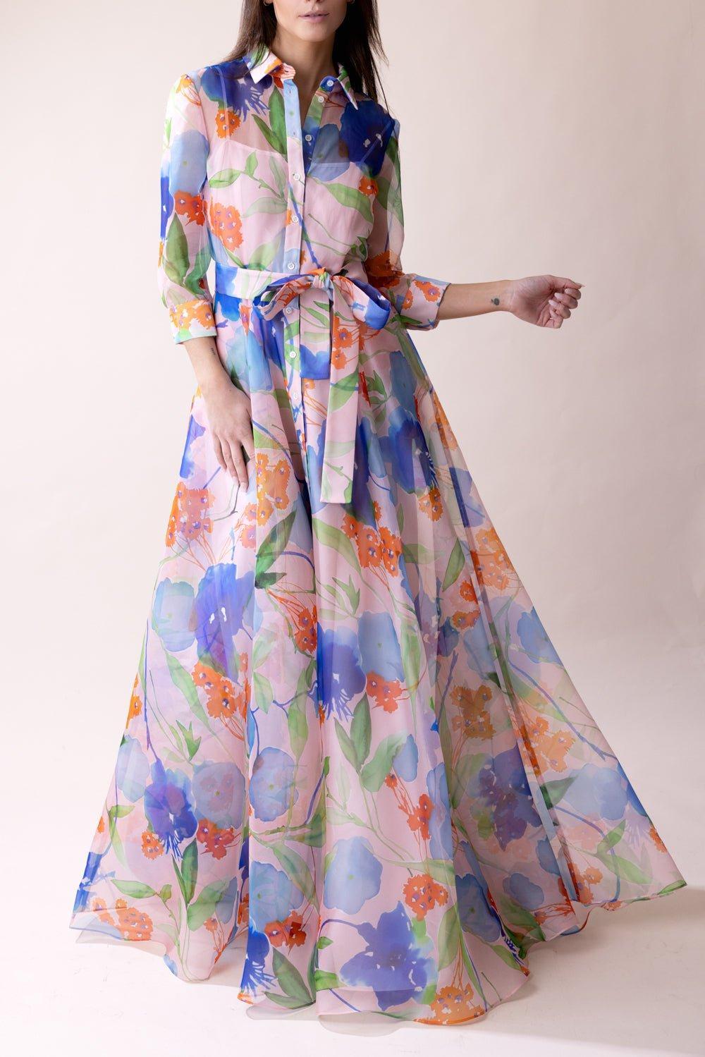 CAROLINA HERRERA-Floral Shirt Gown-