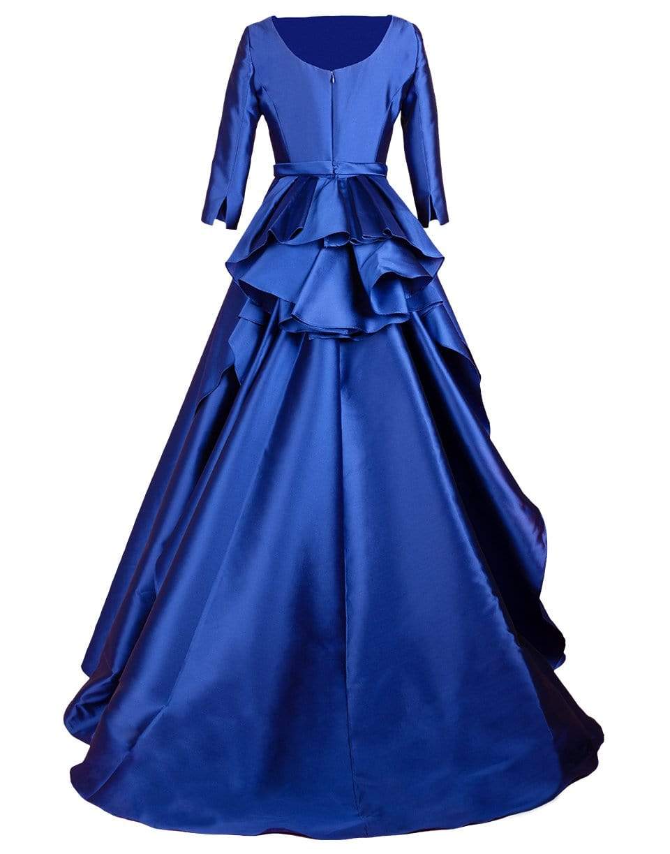 CAROLINA HERRERA-Bateau Neck Emb. Gown-