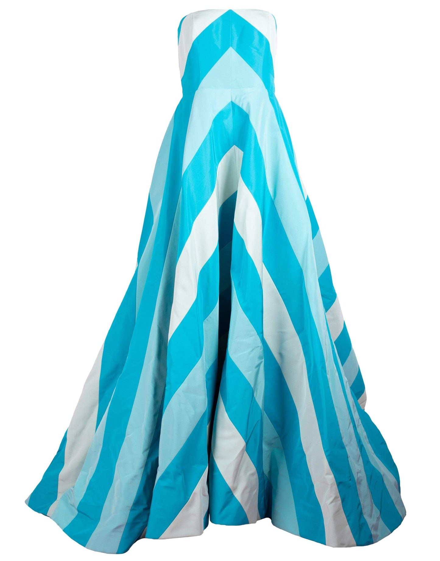 CAROLINA HERRERA-Strapless Chevron Gown-