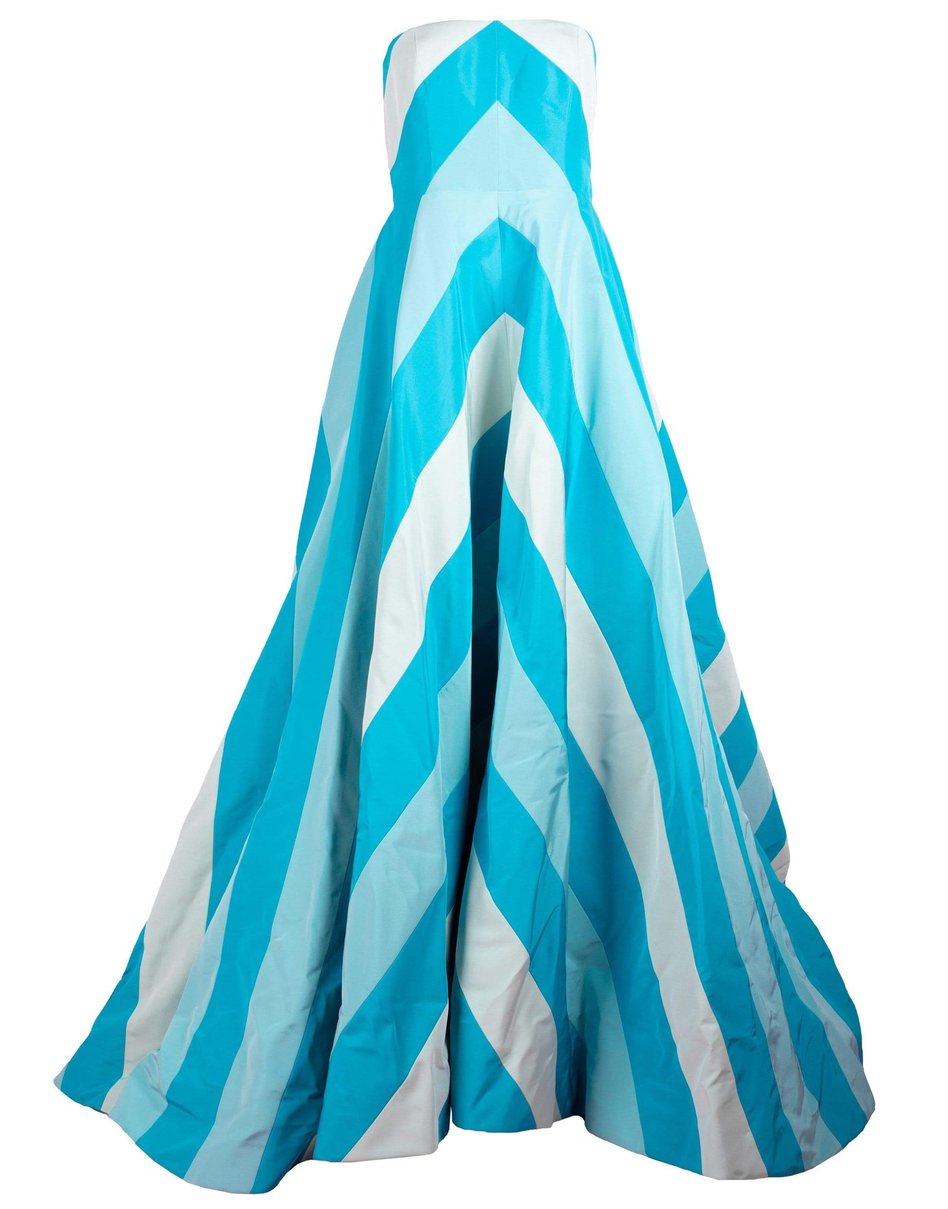 CAROLINA HERRERA-Strapless Chevron Gown-