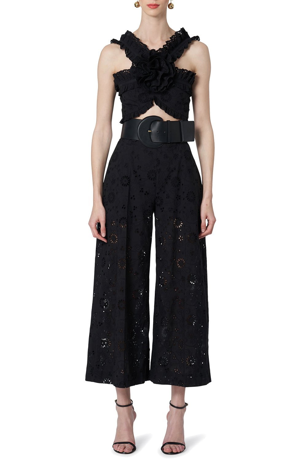 CAROLINA HERRERA-Wide Leg Eyelet Pant-