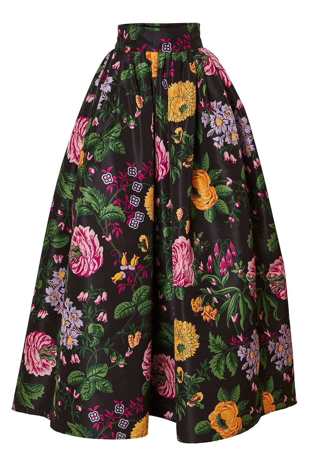 CAROLINA HERRERA-Full Floral Skirt-BLACK MULTI