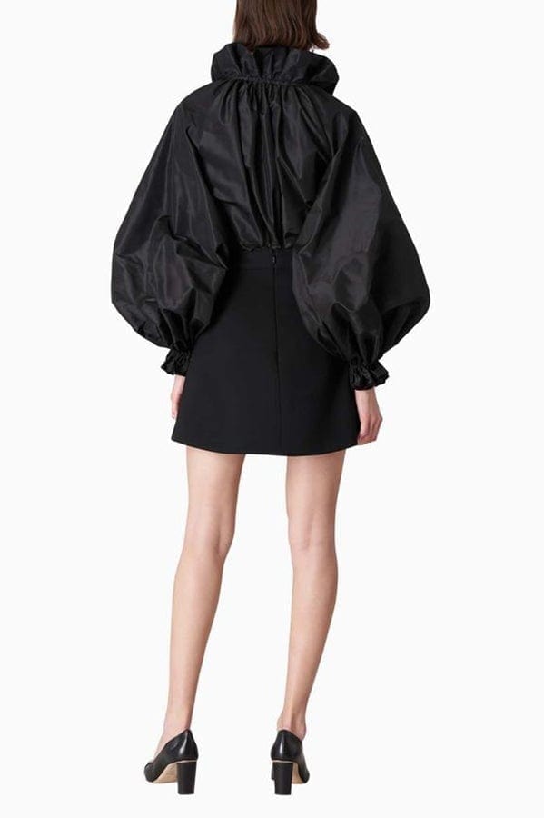 CAROLINA HERRERA-Collared Ruffle Blouse-BLACK