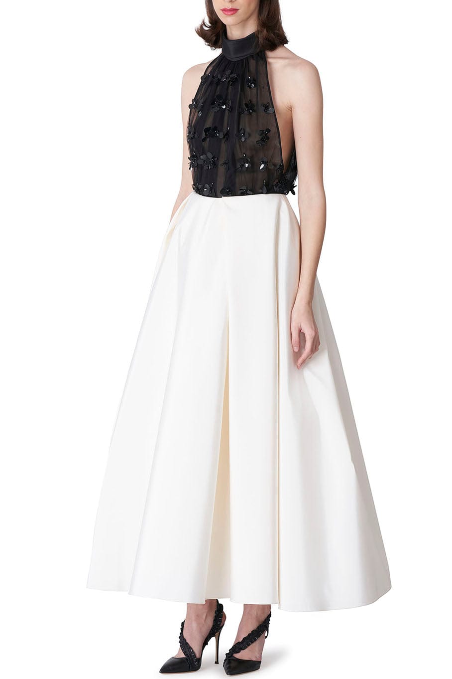 CAROLINA HERRERA-Embroidered Sleeveless Turtleneck Blouse-