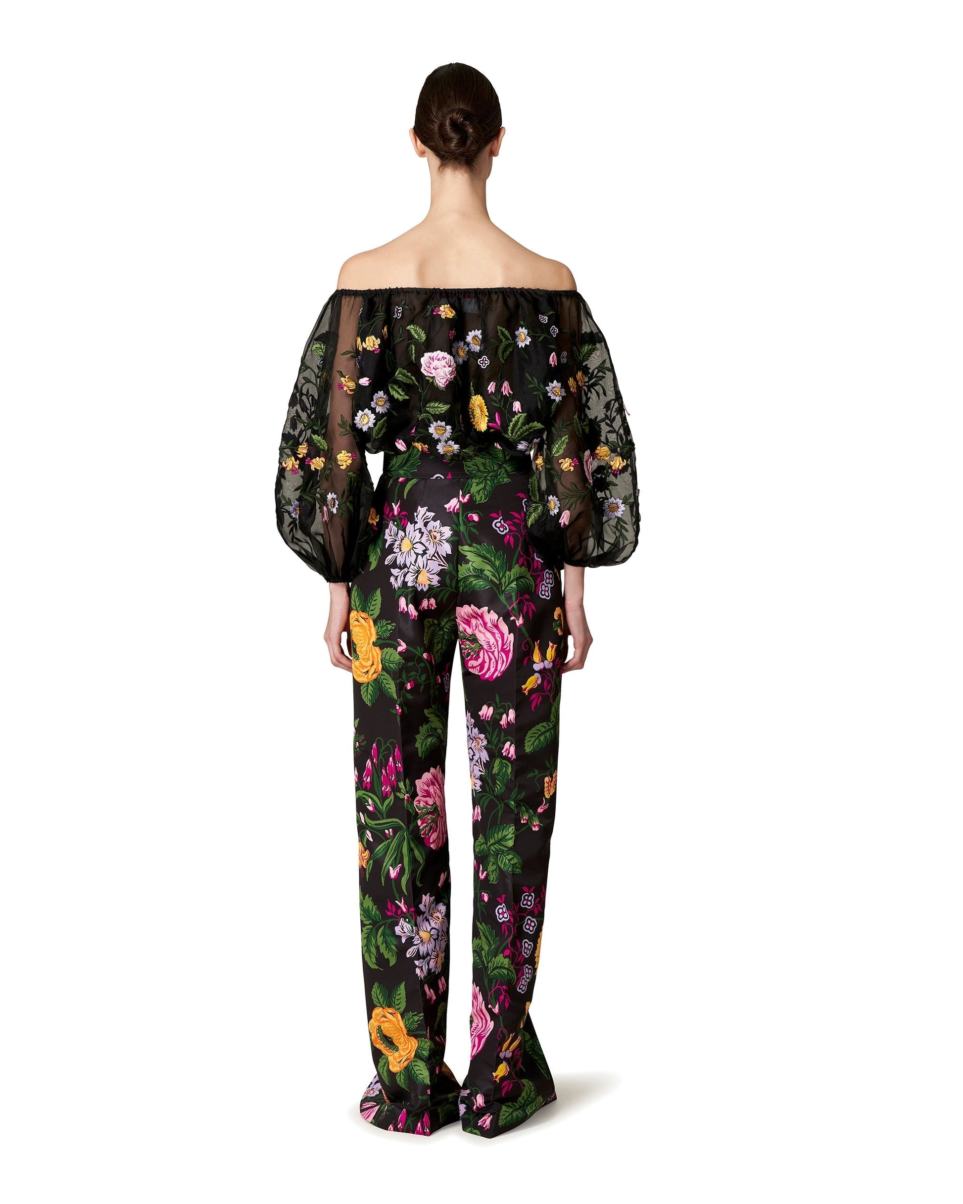 CAROLINA HERRERA-Embellished Off The Shoulder Top-BLKMULTI