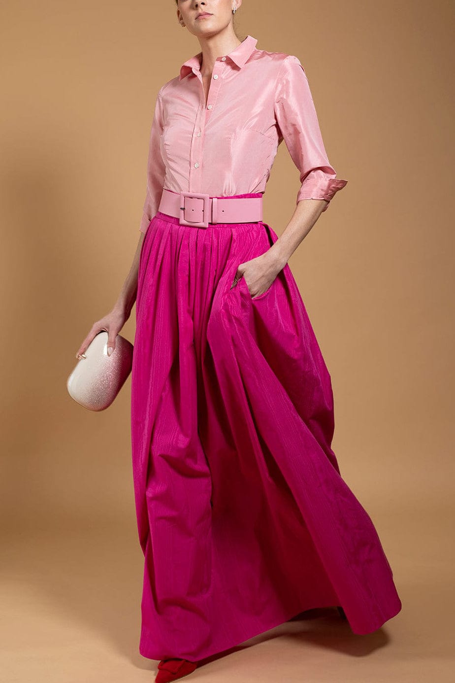 CAROLINA HERRERA-Silk Taffeta Collared Shirt-