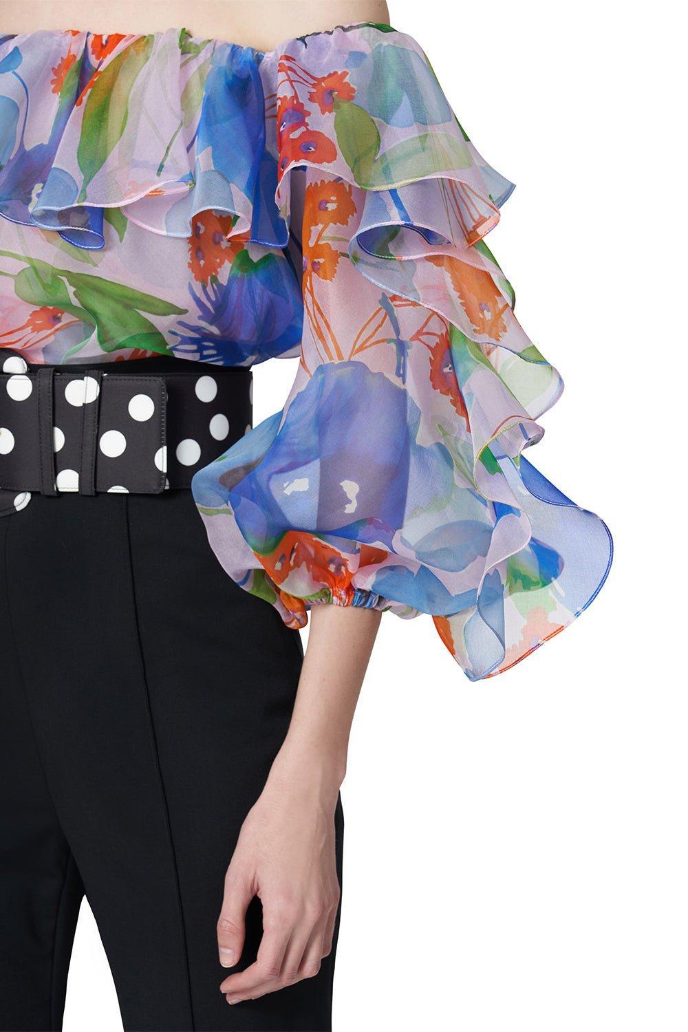 CAROLINA HERRERA-Ruffle Balloon Sleeve Top-