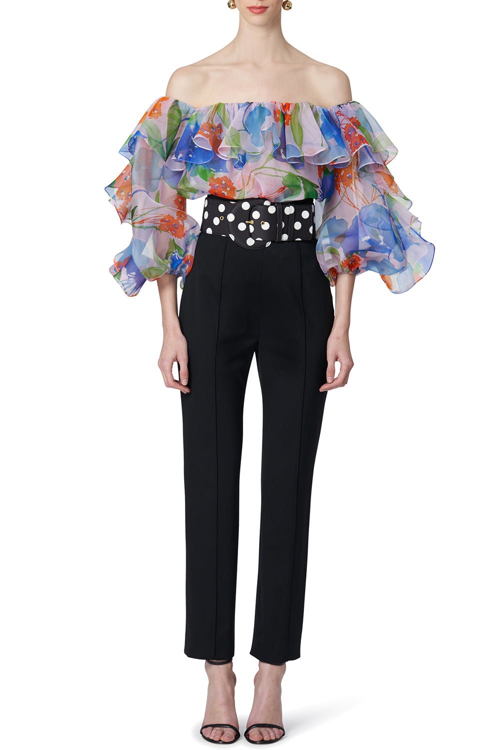 CAROLINA HERRERA-Ruffle Balloon Sleeve Top-