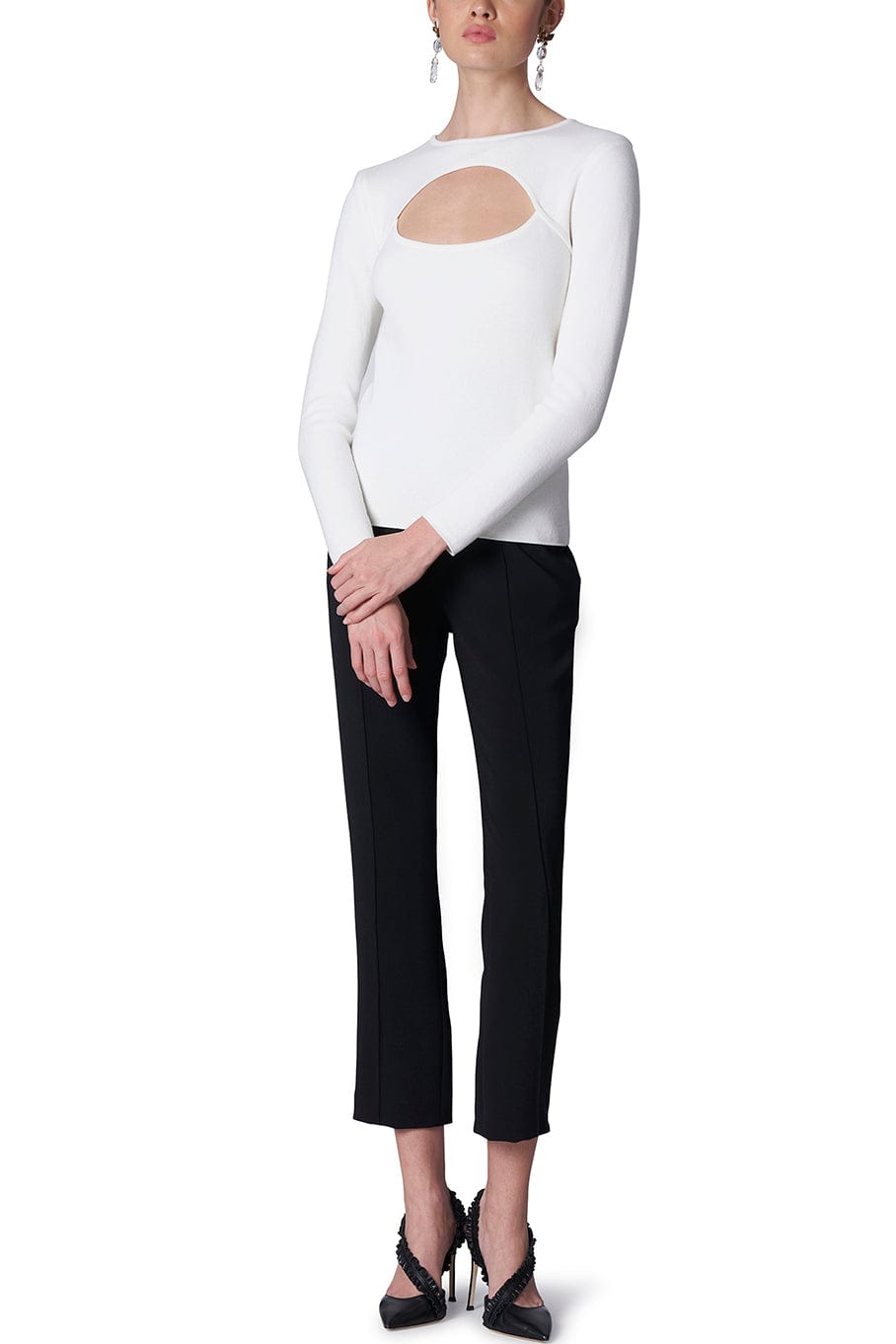 CAROLINA HERRERA-Long Sleeve Cut Out Blouse-