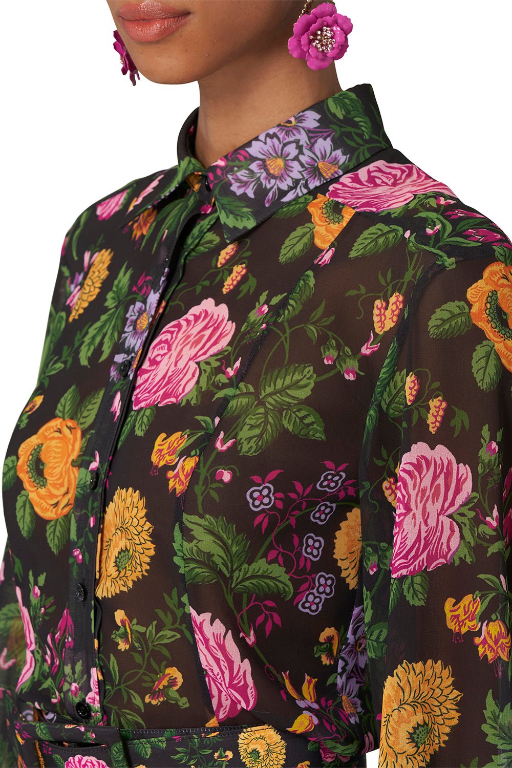 CAROLINA HERRERA-Long Sleeve Floral Shirt-