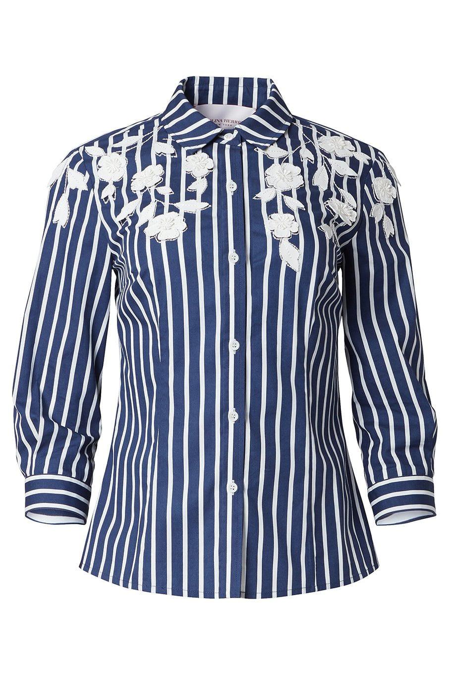 CAROLINA HERRERA-Embroidered Classic Button Down Top-