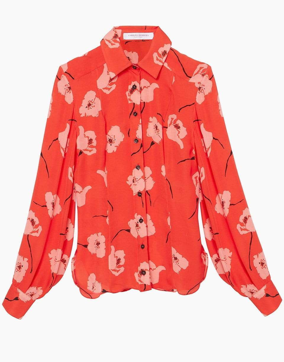 CAROLINA HERRERA-Floral Print Collared Shirt-