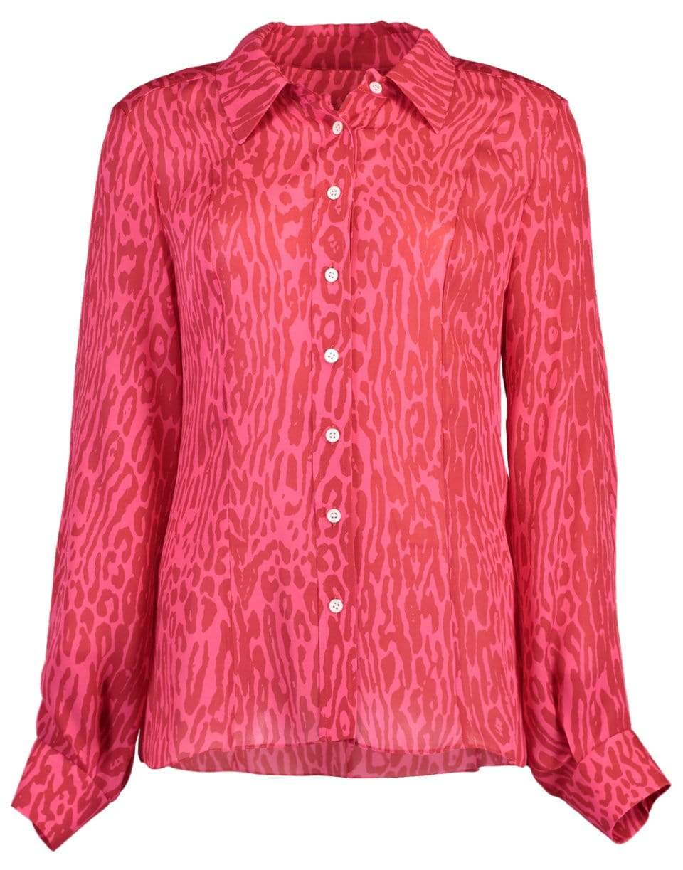 CAROLINA HERRERA-Leopard Print Button Down Shirt-