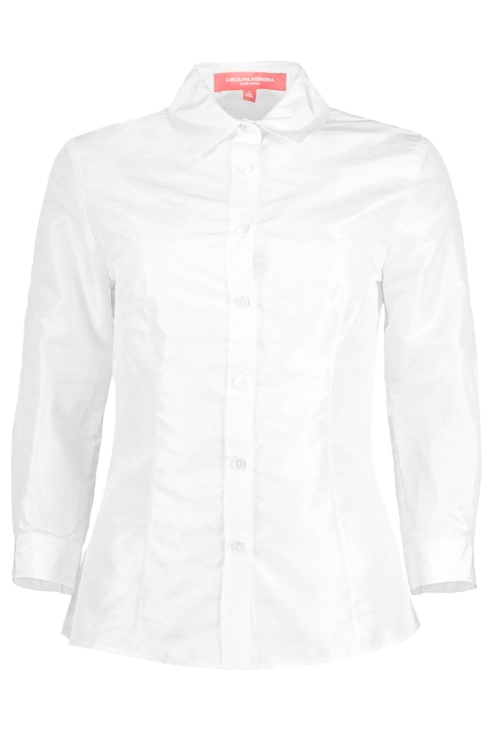 Silk Taffeta Collared Shirt - White CLOTHINGTOPBLOUSE CAROLINA HERRERA   
