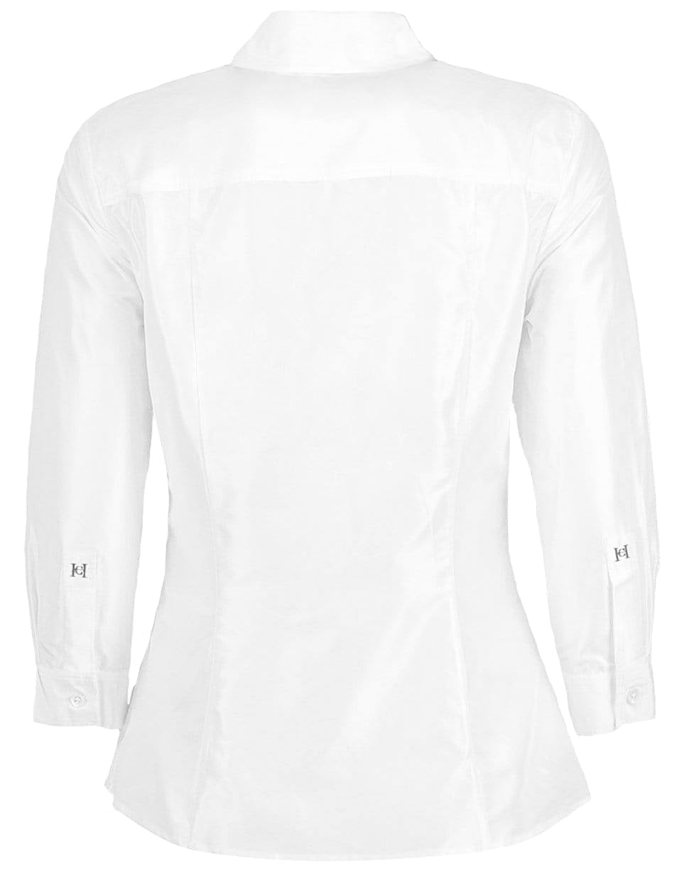 Silk Taffeta Collared Shirt - White CLOTHINGTOPBLOUSE CAROLINA HERRERA   
