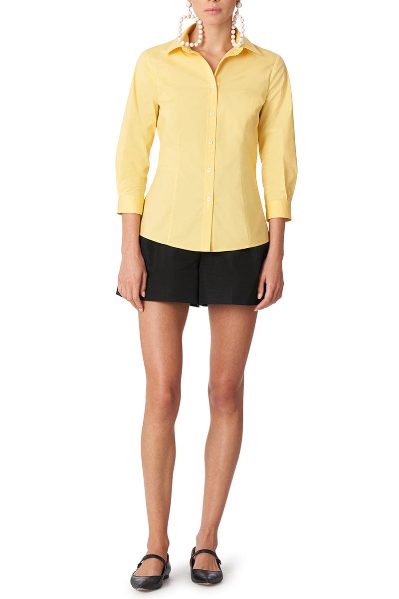 CAROLINA HERRERA-Classic 3/4 Sleeve Button Down - Sunshine Yellow-