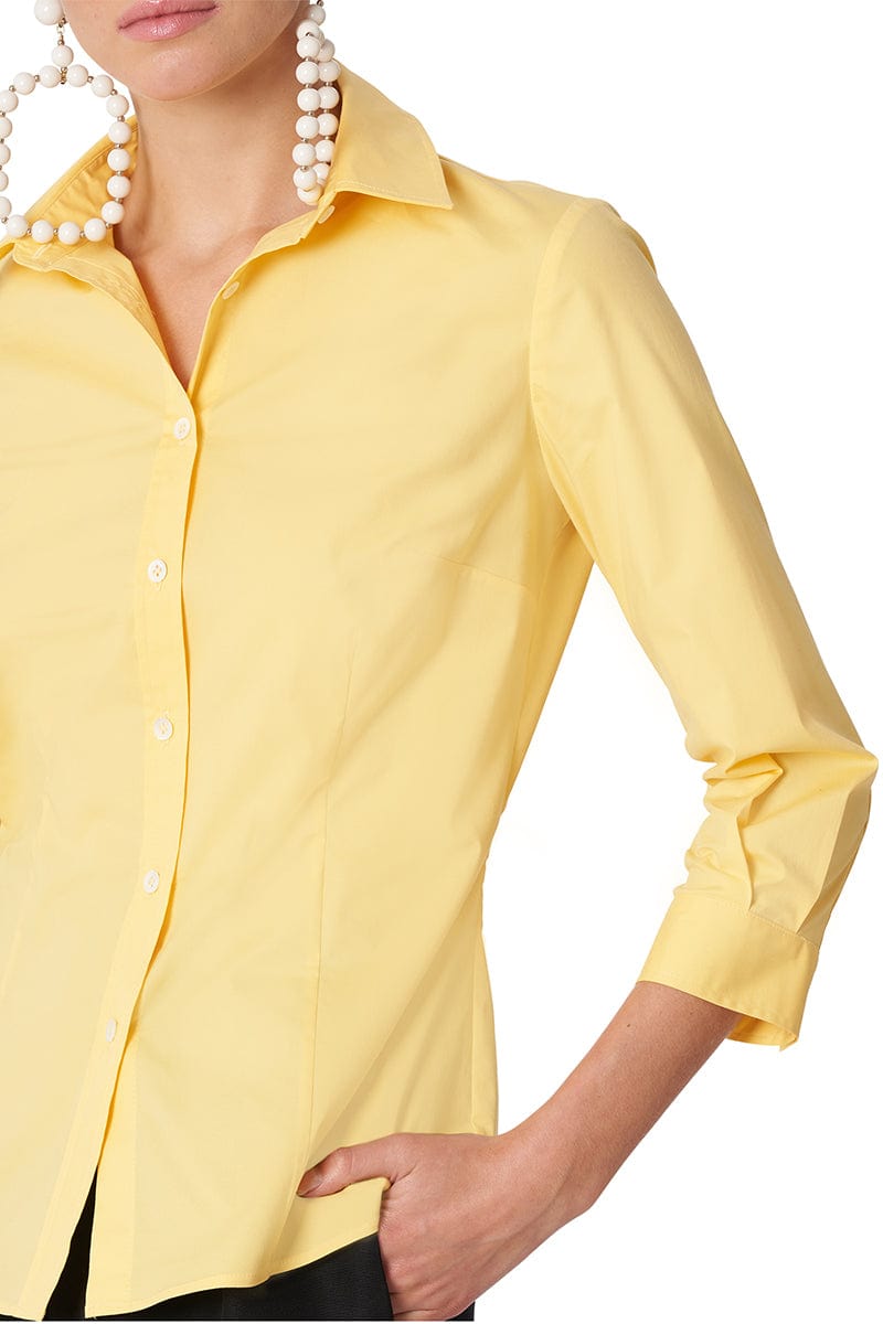 CAROLINA HERRERA-Classic 3/4 Sleeve Button Down - Sunshine Yellow-