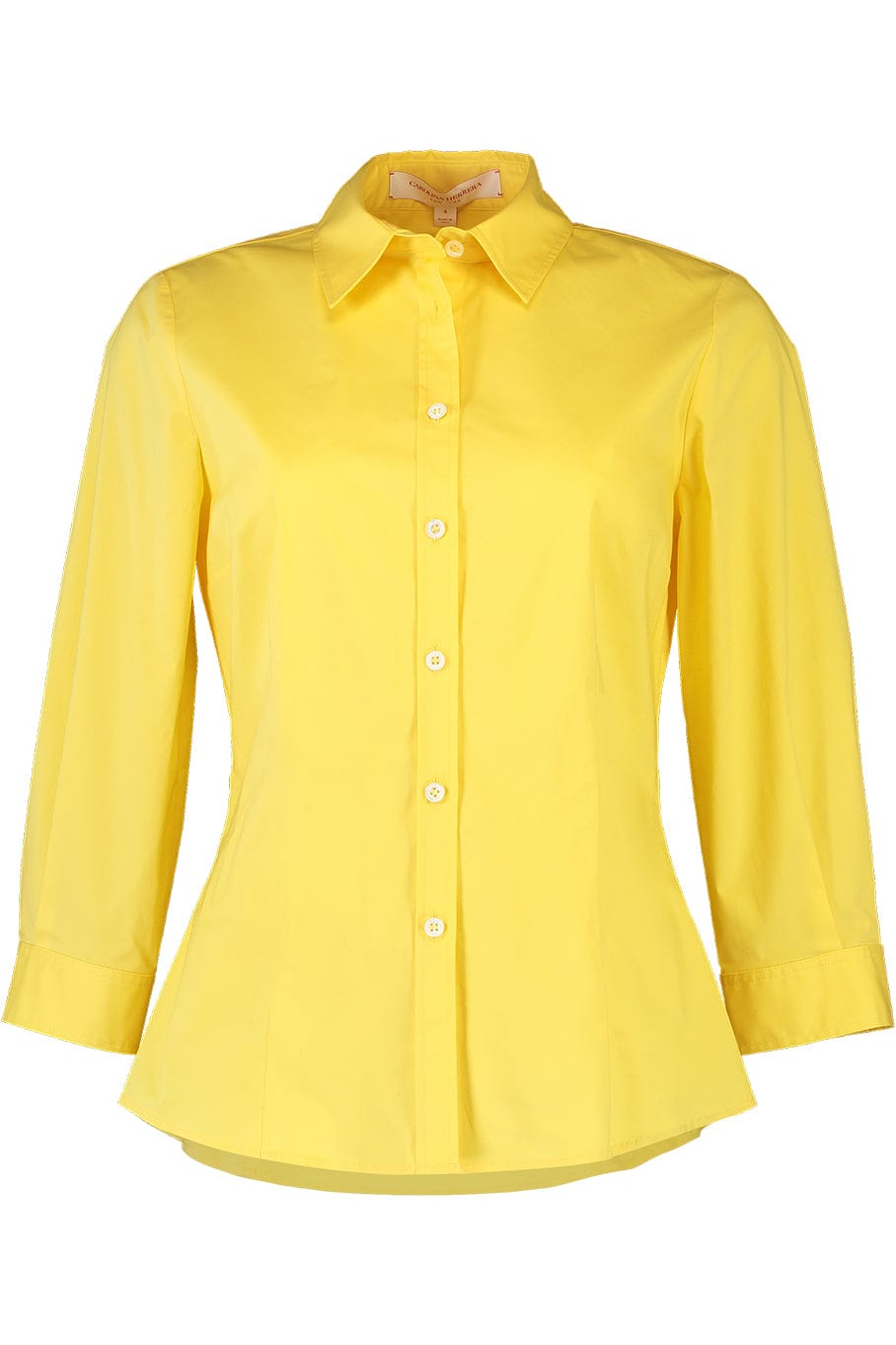 CAROLINA HERRERA-Classic 3/4 Sleeve Button Down - Sunshine Yellow-