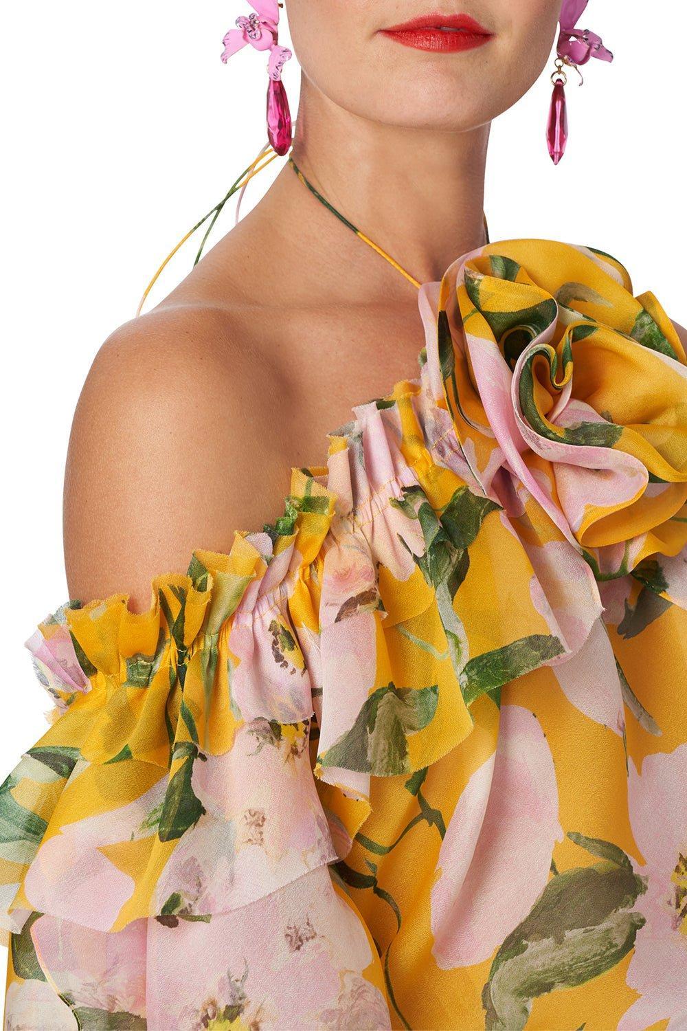 CAROLINA HERRERA-Ruffle Halter Top-