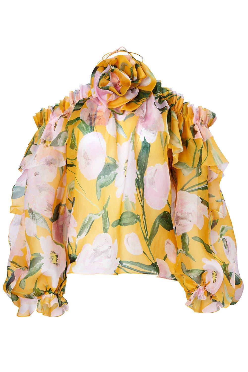 CAROLINA HERRERA-Ruffle Halter Top-