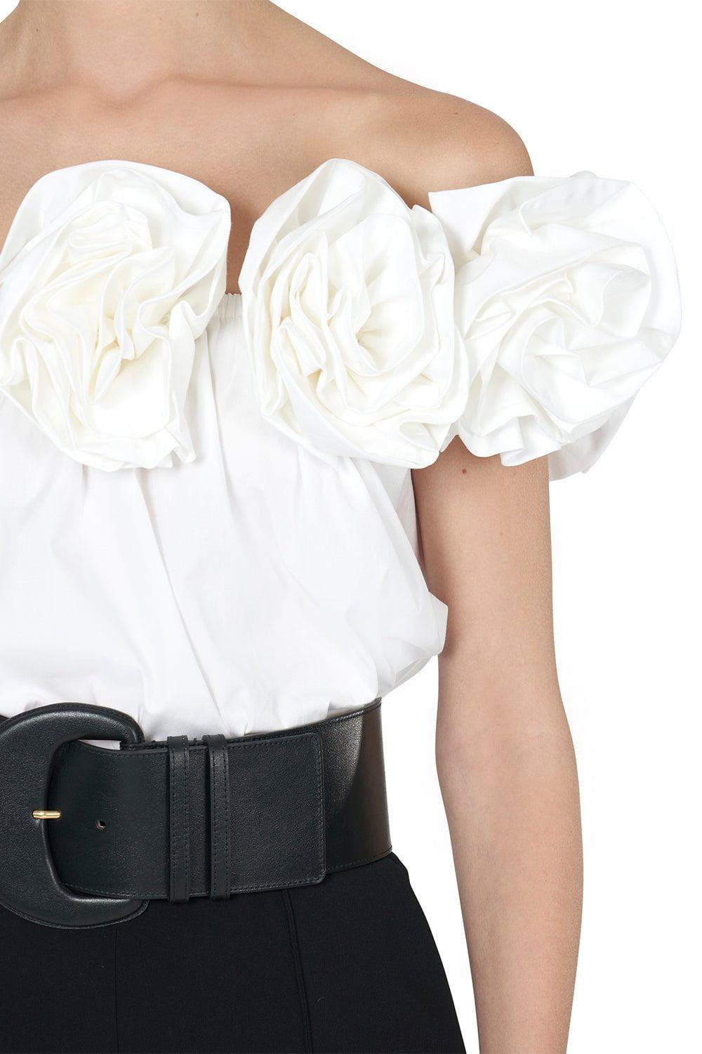 CAROLINA HERRERA-Flower Off Shoulder Top-