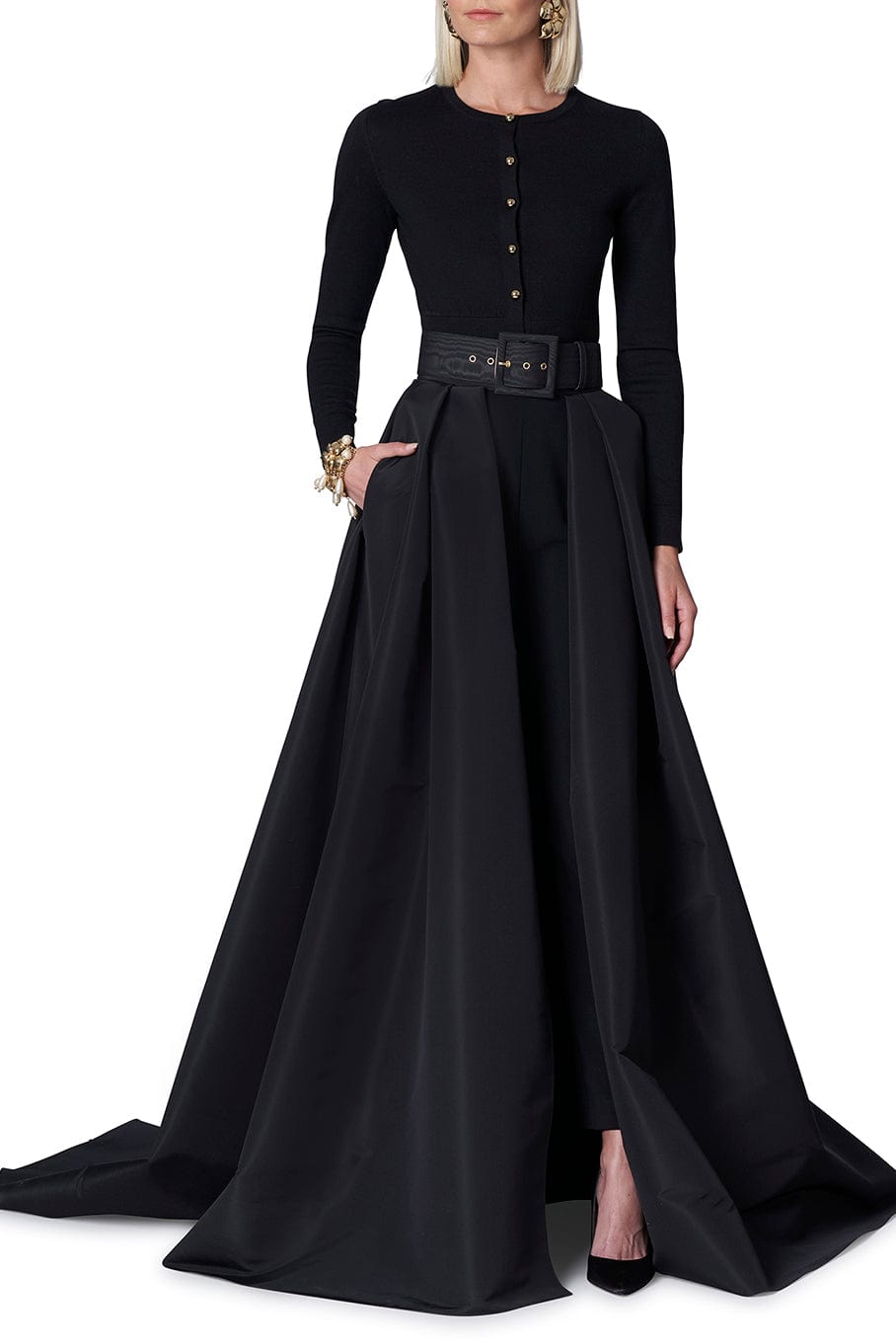 CAROLINA HERRERA-Long Sleeve Crewneck Cardigan-