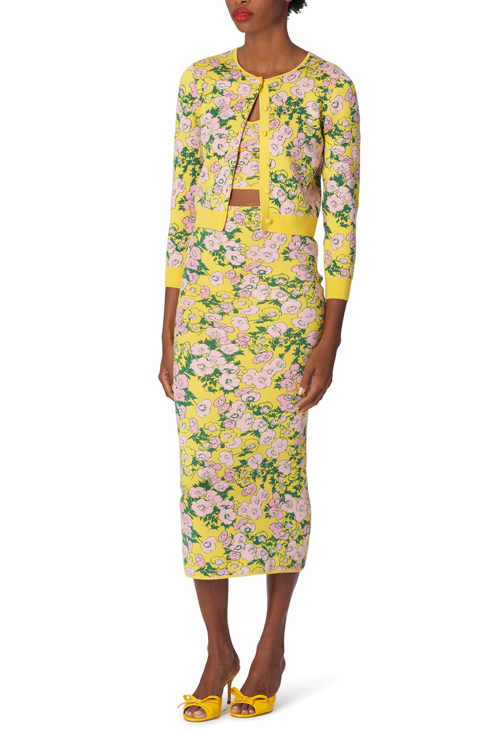 CAROLINA HERRERA-3/4 Sleeve Cropped Cardigan-
