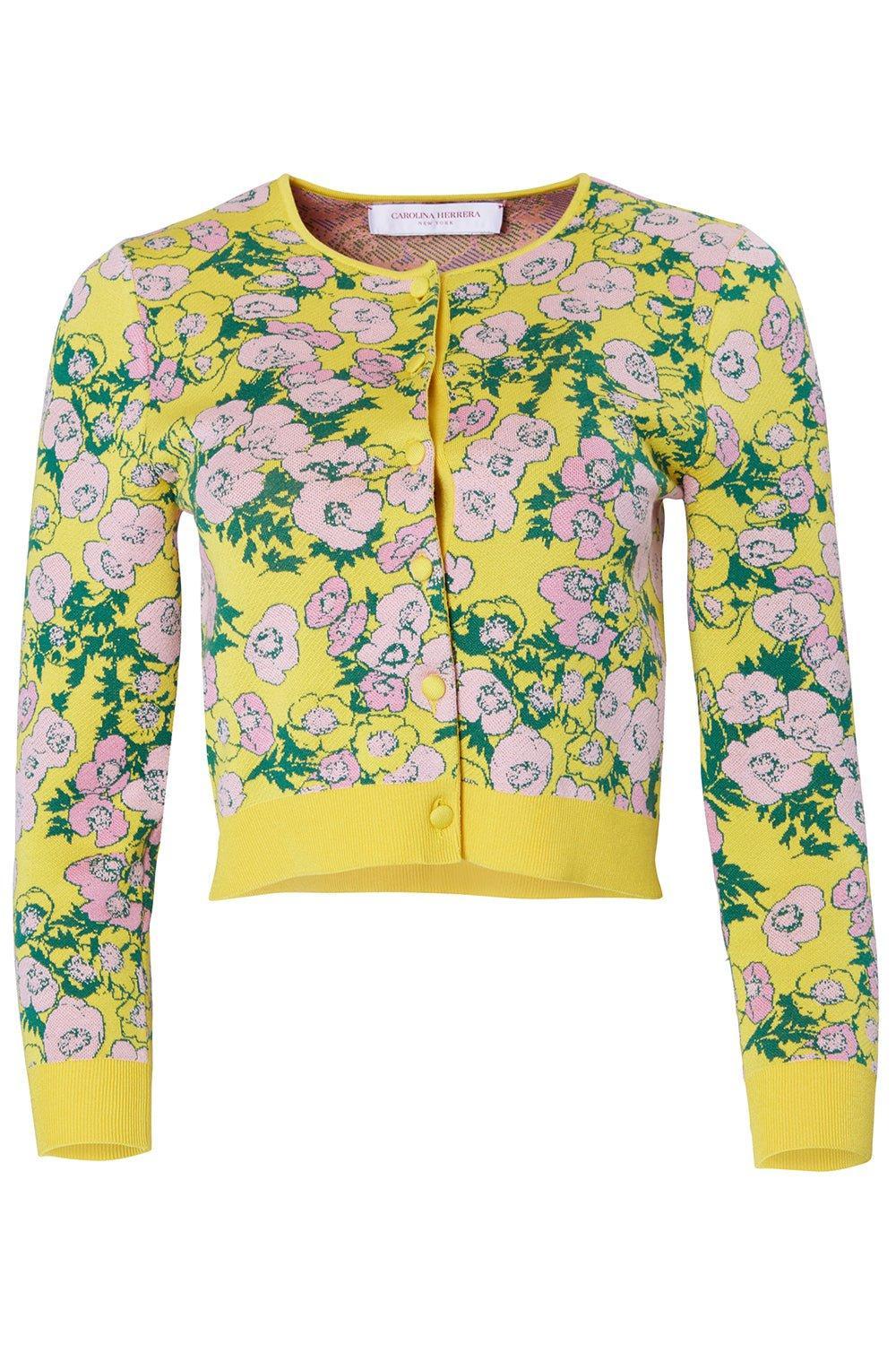 CAROLINA HERRERA-3/4 Sleeve Cropped Cardigan-