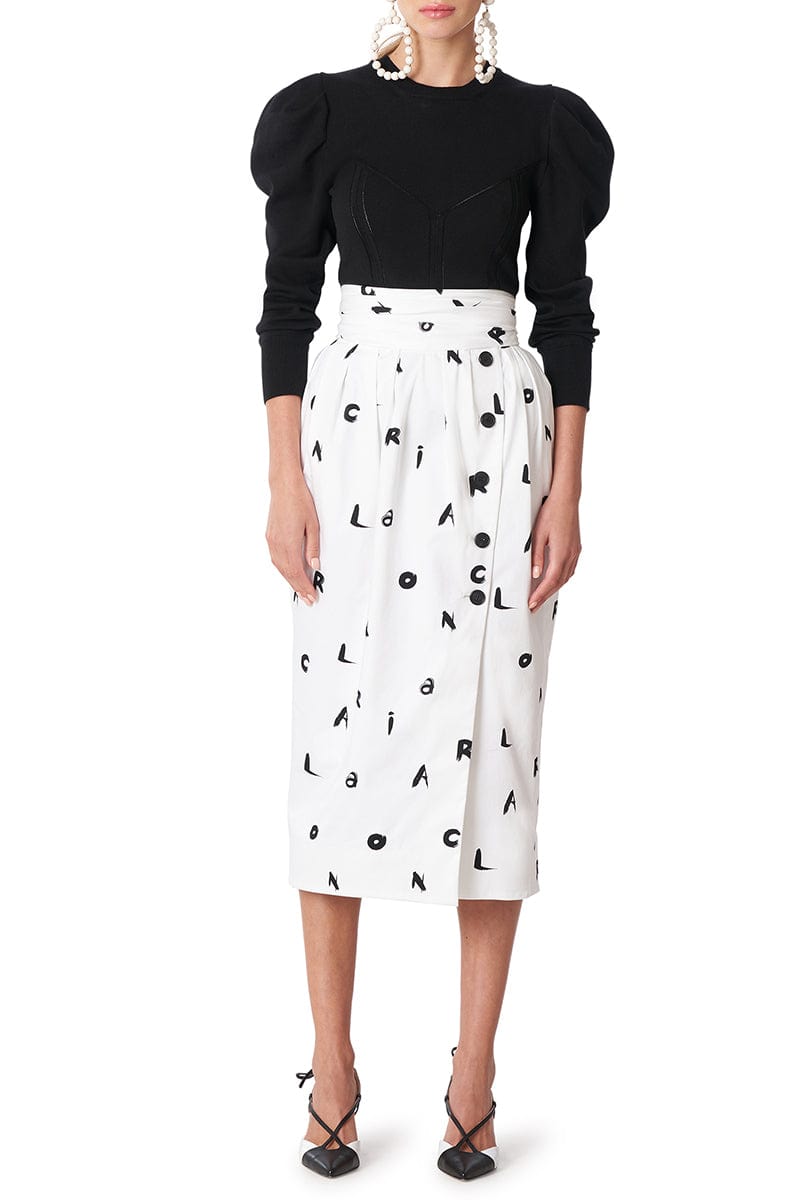 CAROLINA HERRERA-Puff Sleeve Corset Knit Top - Black-