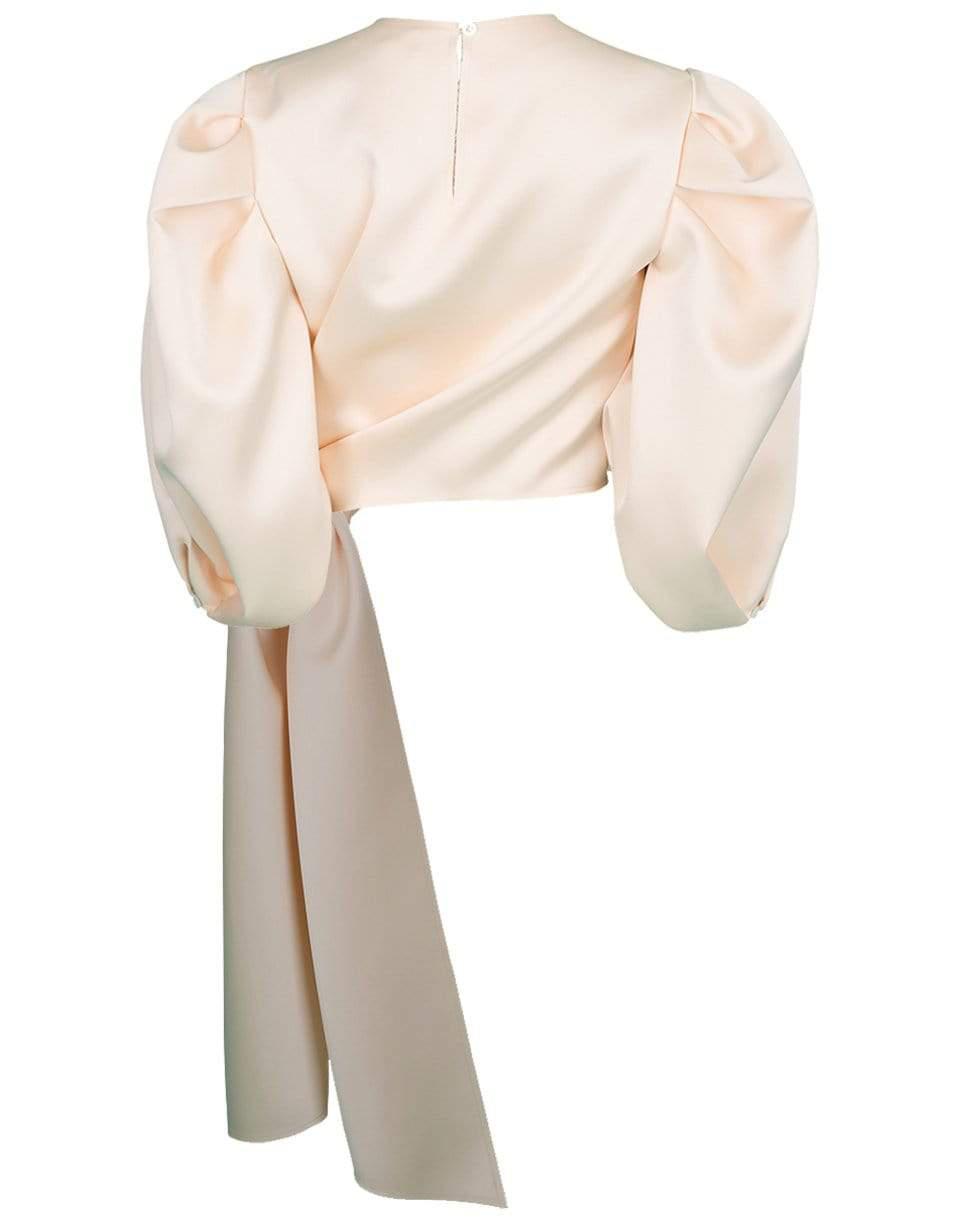 CAROLINA HERRERA-Alabaster Knot Sash Puff Sleeve Top-