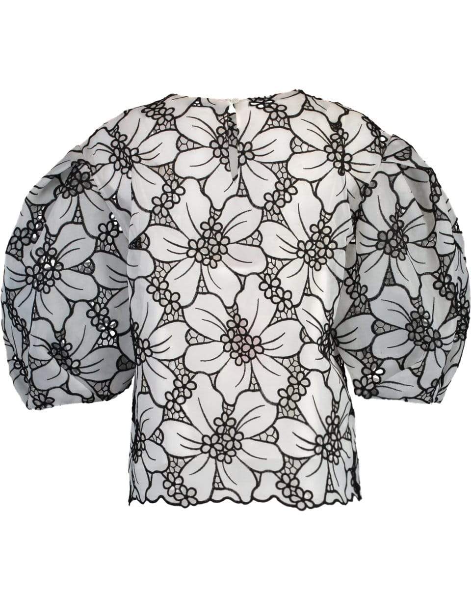 CAROLINA HERRERA-Floral Print Puff Sleeve Top-