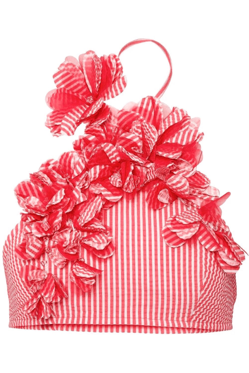 CAROLINA HERRERA-Embroidered Cropped Halter Top-RASPBERRY MULTI
