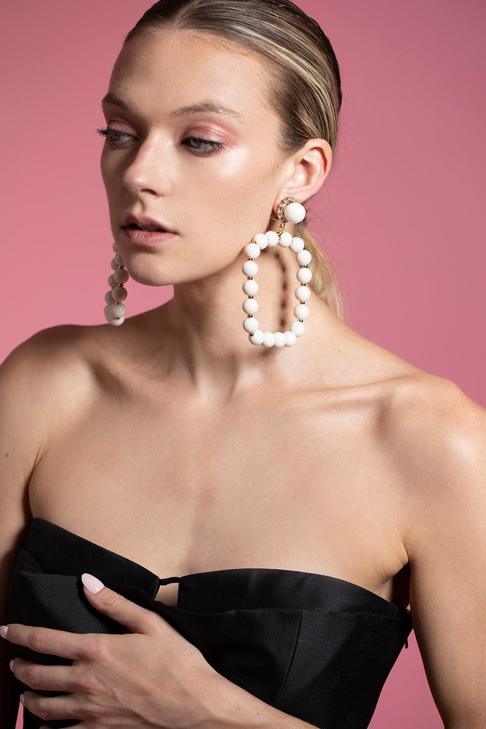 CAROLINA HERRERA-Maxi Loop Contessa Bead Earring - Ivory-IVORY GOLD