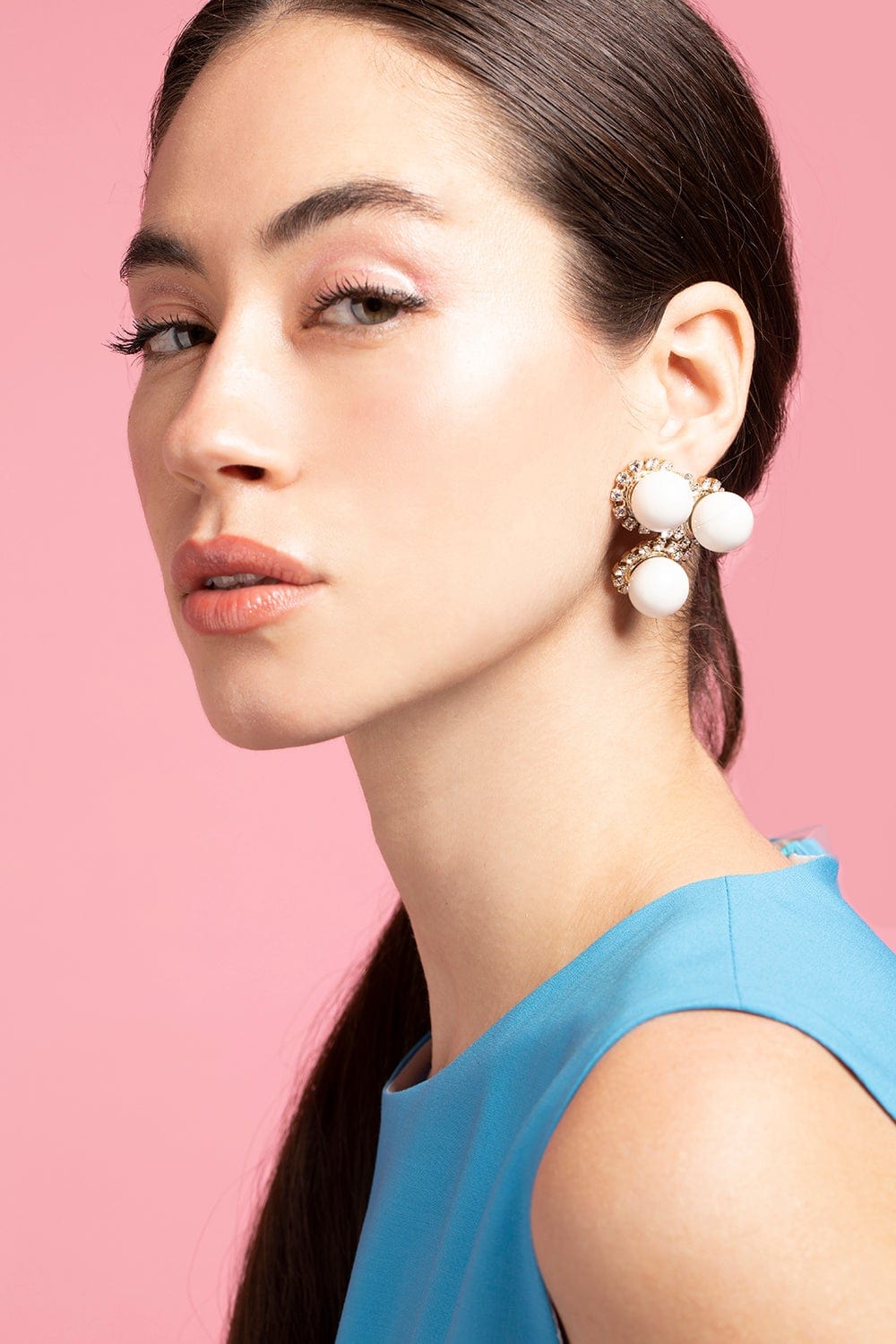 CAROLINA HERRERA-Ball And Strauss Crystal Earring-IVRY/GLD