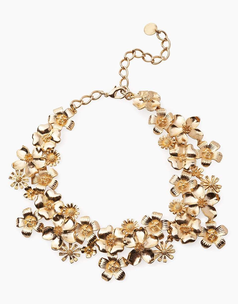 CAROLINA HERRERA-Floral Chain Choker Necklace-GOLD