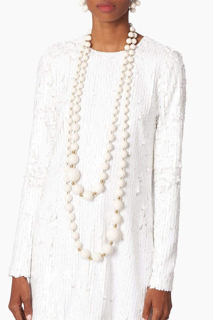 CAROLINA HERRERA-Long Ball Necklace-IVRY/GLD