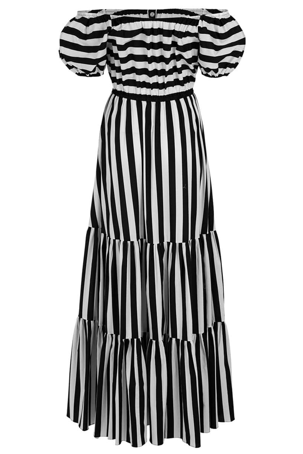 CAROLINE CONSTAS-Bardot Maxi Dress-WHT/BLK