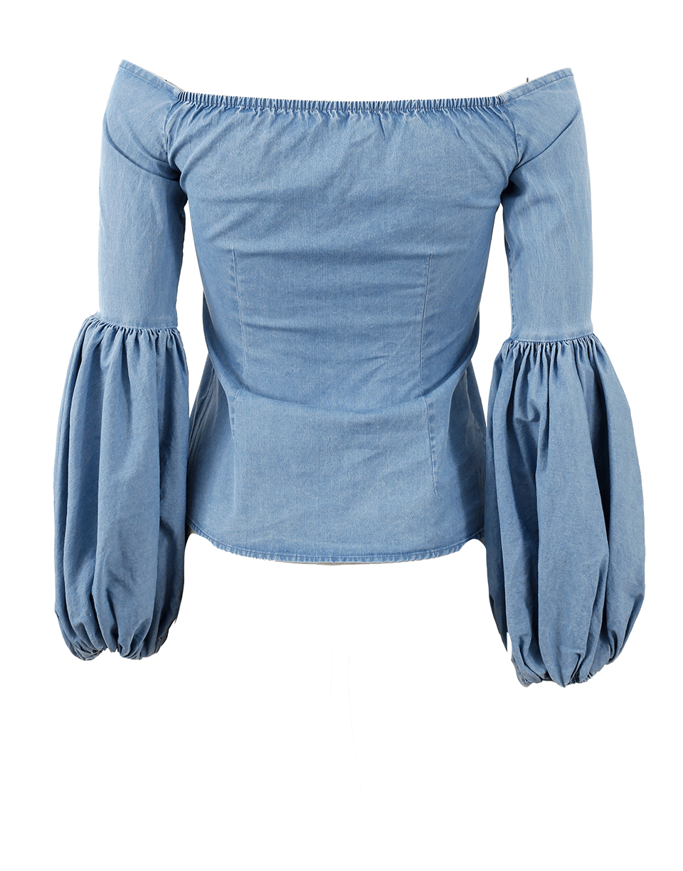 CAROLINE CONSTAS-Gisele Off Shoulder Chambray Blouse-